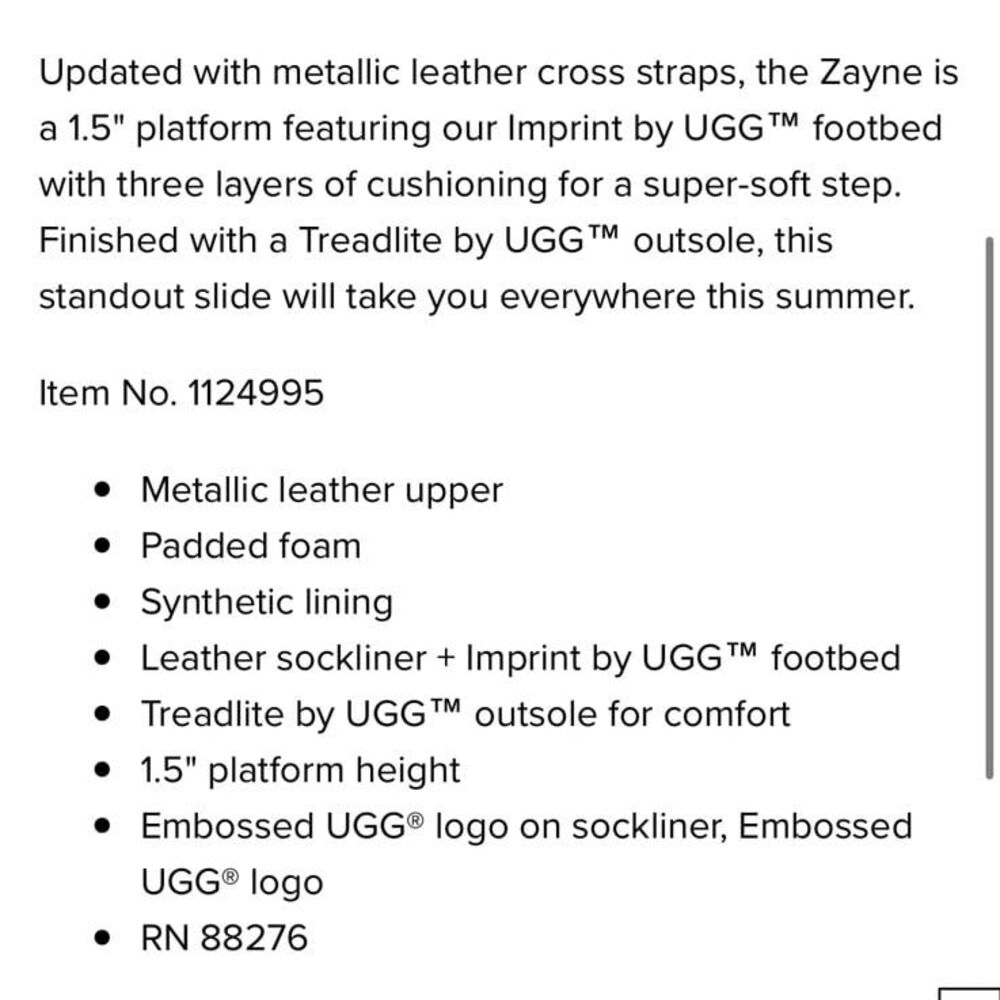 UGG Zayne Crossband Metallic Leather Platform Sandals - Picture 2 of 9